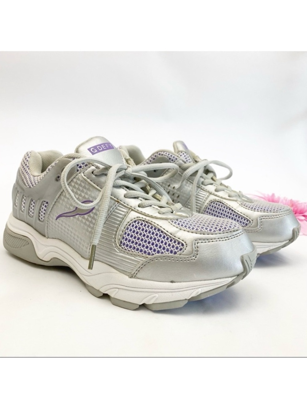 G-Defy Gravity Defyer Athletic Running Walking Shoes Sneakers: Grey/Purple/White